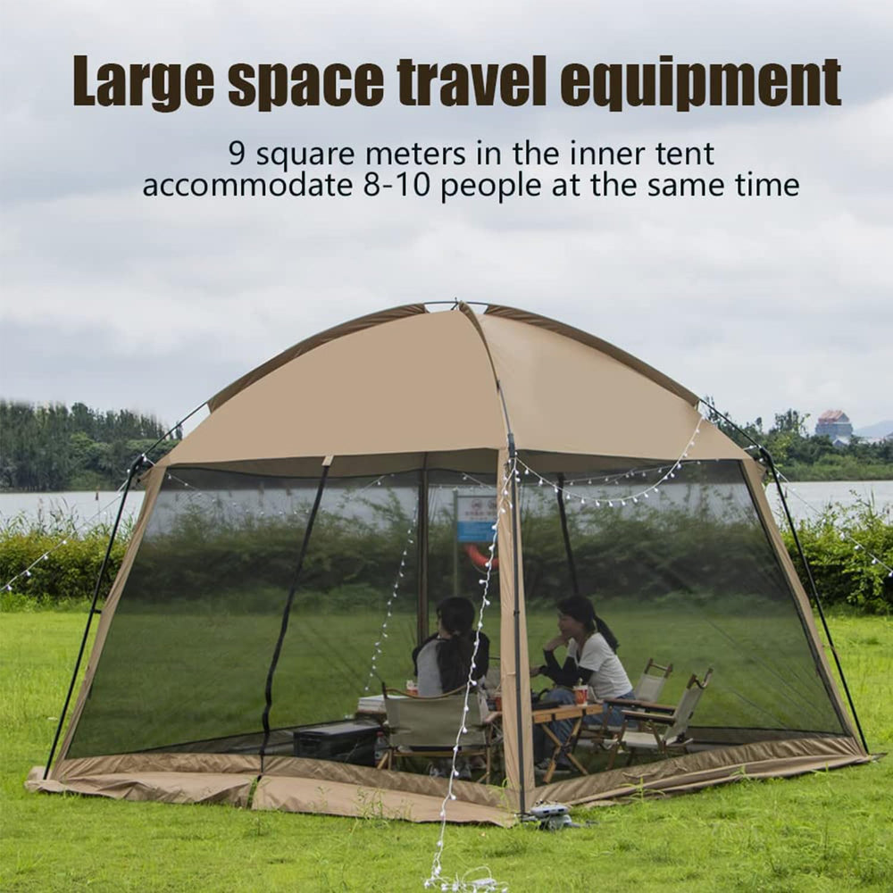 GVDV screen house tent 11x11 mesh doors keeping bugs out while staying breathable