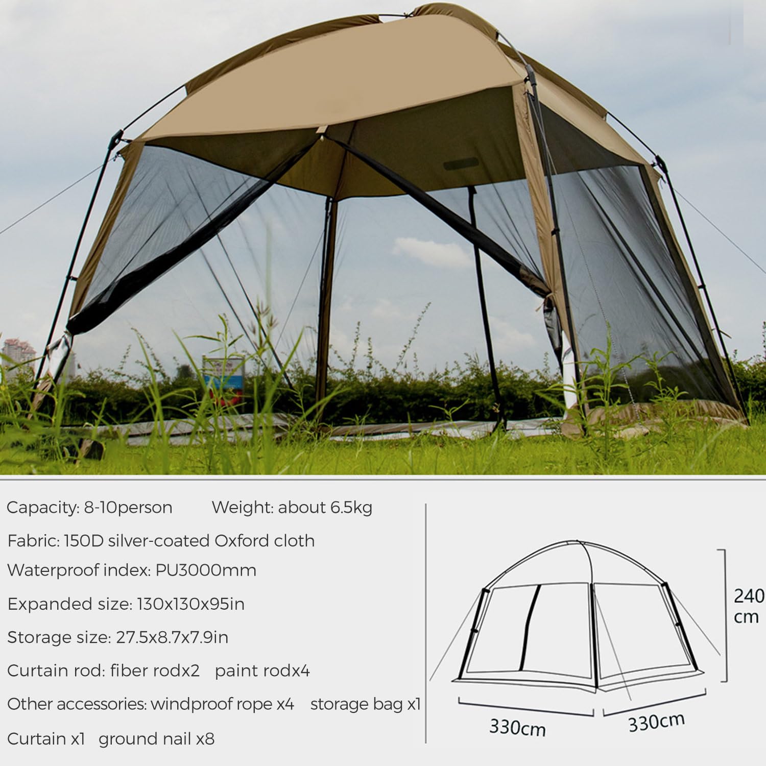 GVDV screen house tent 11x11 side setup demonstrates quick assembly with two people