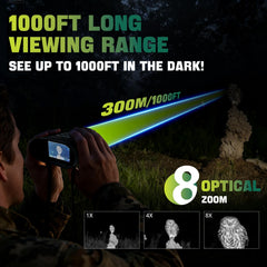 GWYNEXAC Night Vision Goggles 300m range with IR illuminator reveals distant targets.
