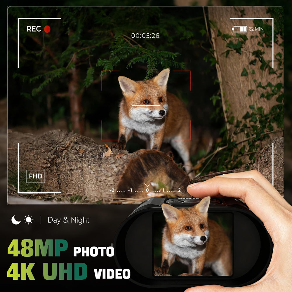GWYNEXAC Night Vision Goggles in-use forest scene enables nighttime wildlife observation.