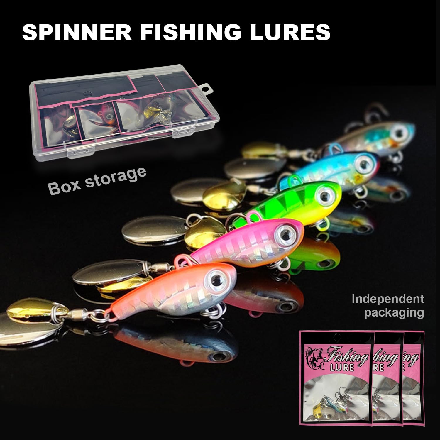 Gxamz Tail Spinner lure with plastic bait box and leaders