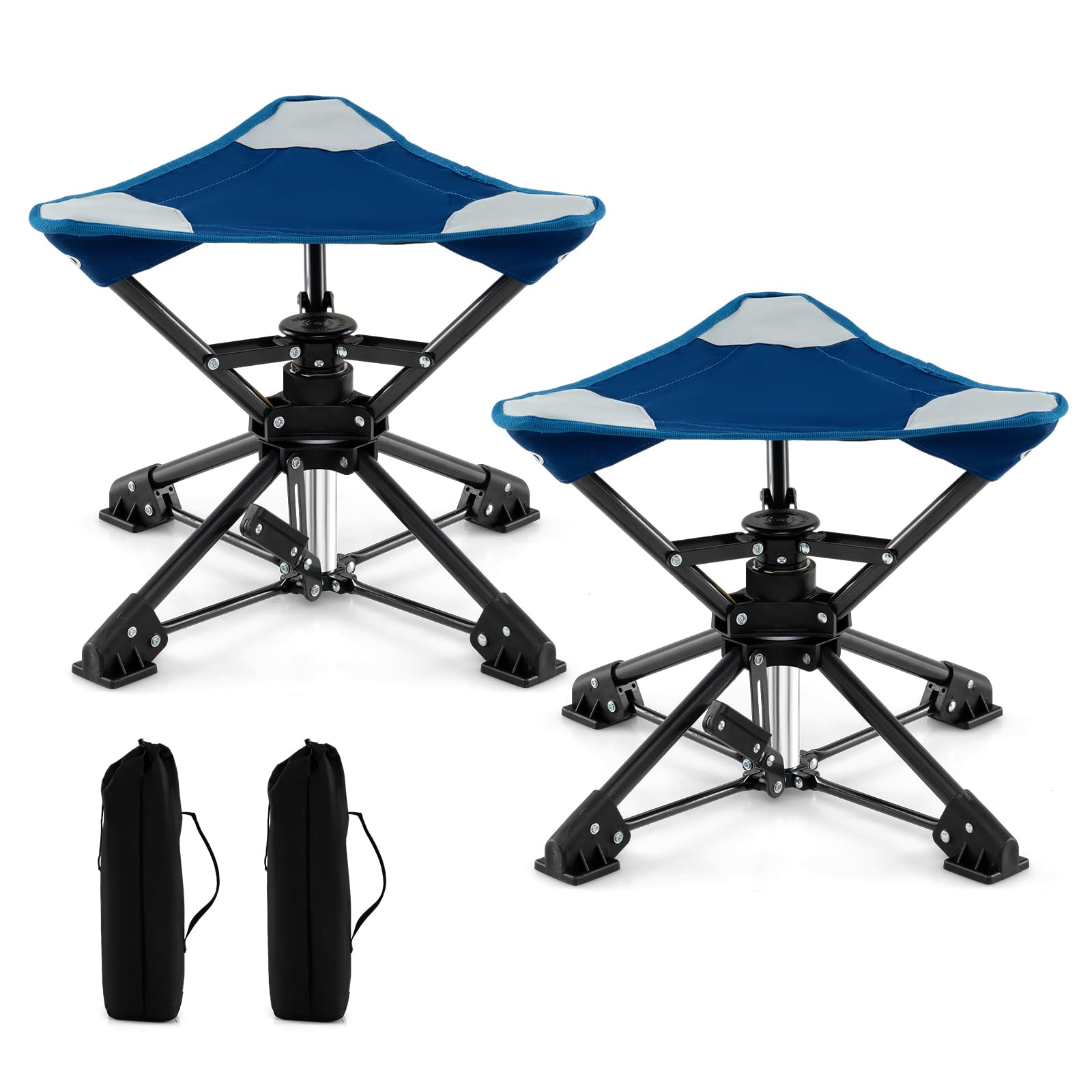 GYMAX 2-pack swivel camping stool on rugged ground for versatile seating