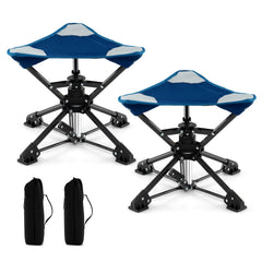 GYMAX 2-pack swivel camping stool on rugged ground for versatile seating