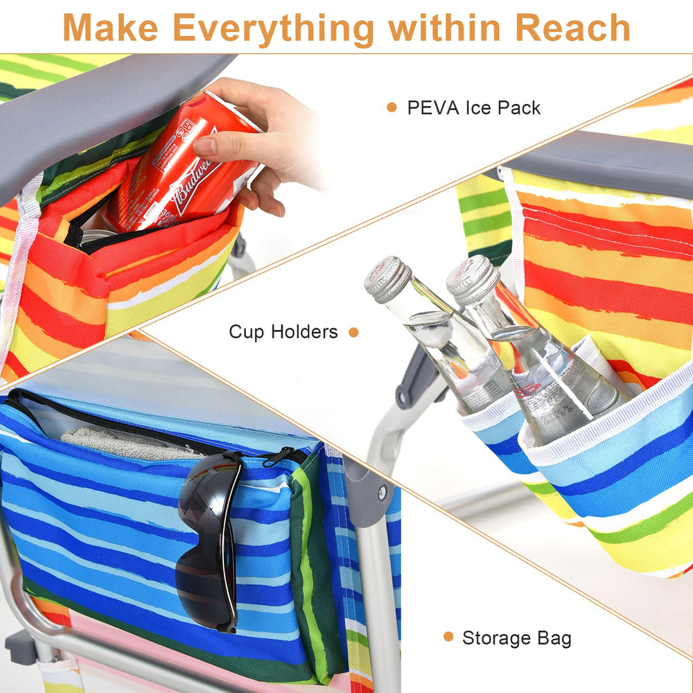 GYMAX beach chair aluminum frame provides sturdy support and durable use.