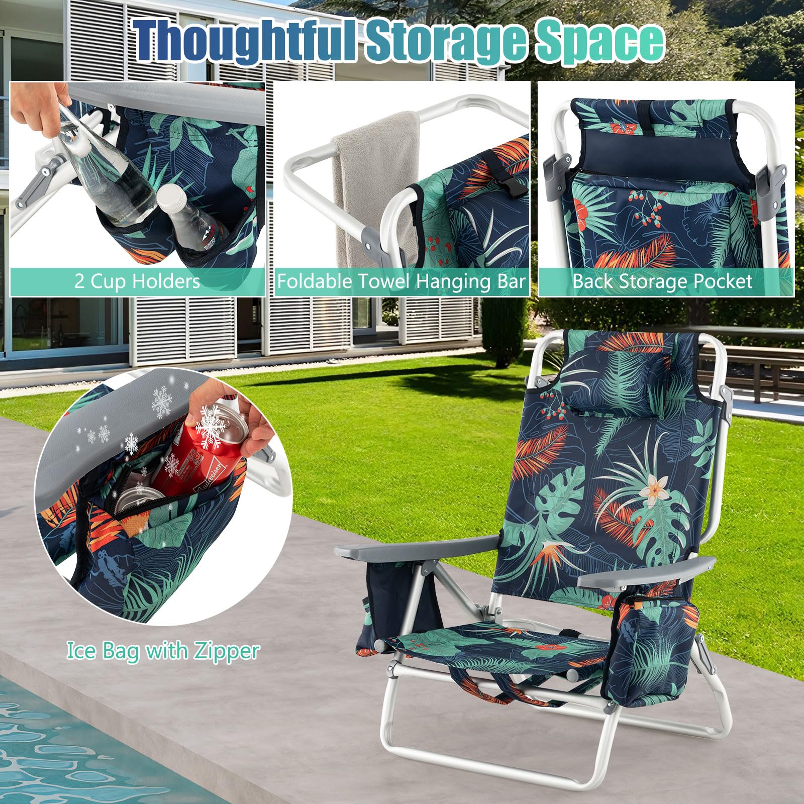 GYMAX aluminum frame delivers sturdy support on sand and grass.