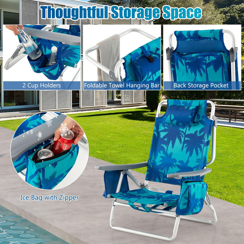 GYMAX beach chair aluminum frame highlighting sturdy construction