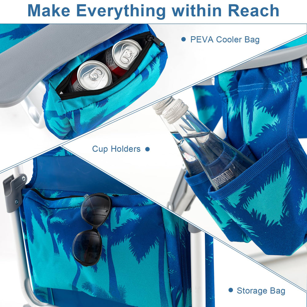 GYMAX Beach Chair aluminum frame offers sturdy support for up to 300 pounds.