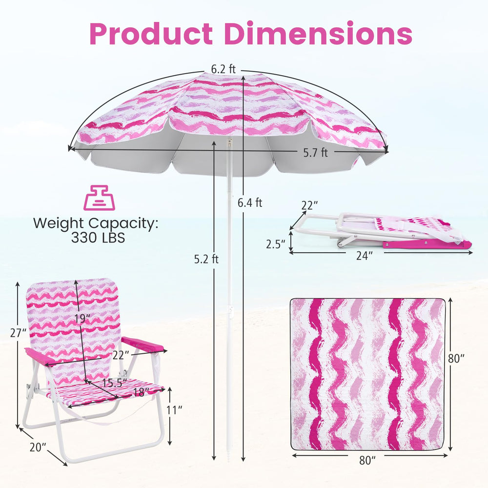 GYMAX beach chair back pocket keeps essentials within reach.