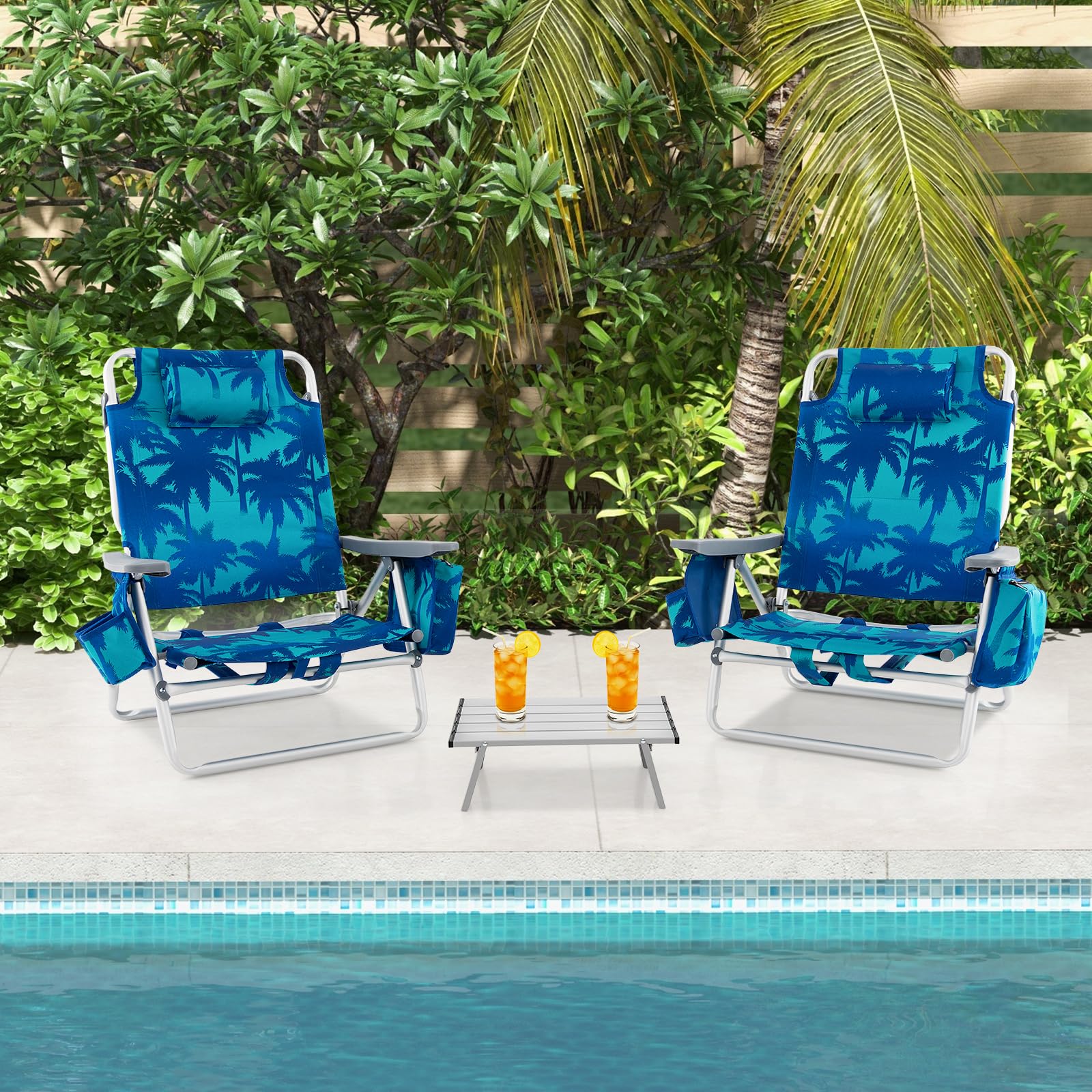 GYMAX Beach Chair compact-fold design simplifies storage and travel.