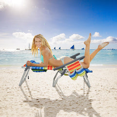 GYMAX beach chair side pockets for quick access storage on the go.