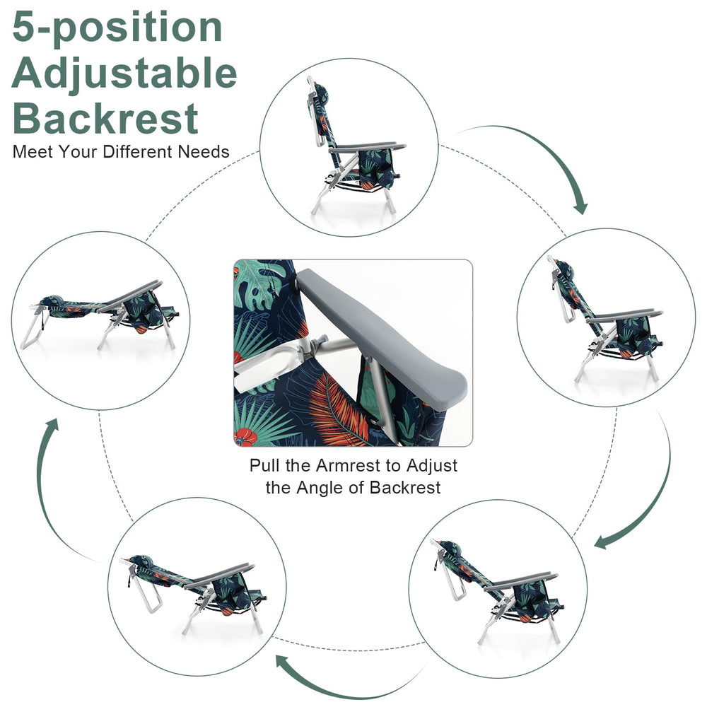 GYMAX Beach Chair side pockets provide quick access to essentials