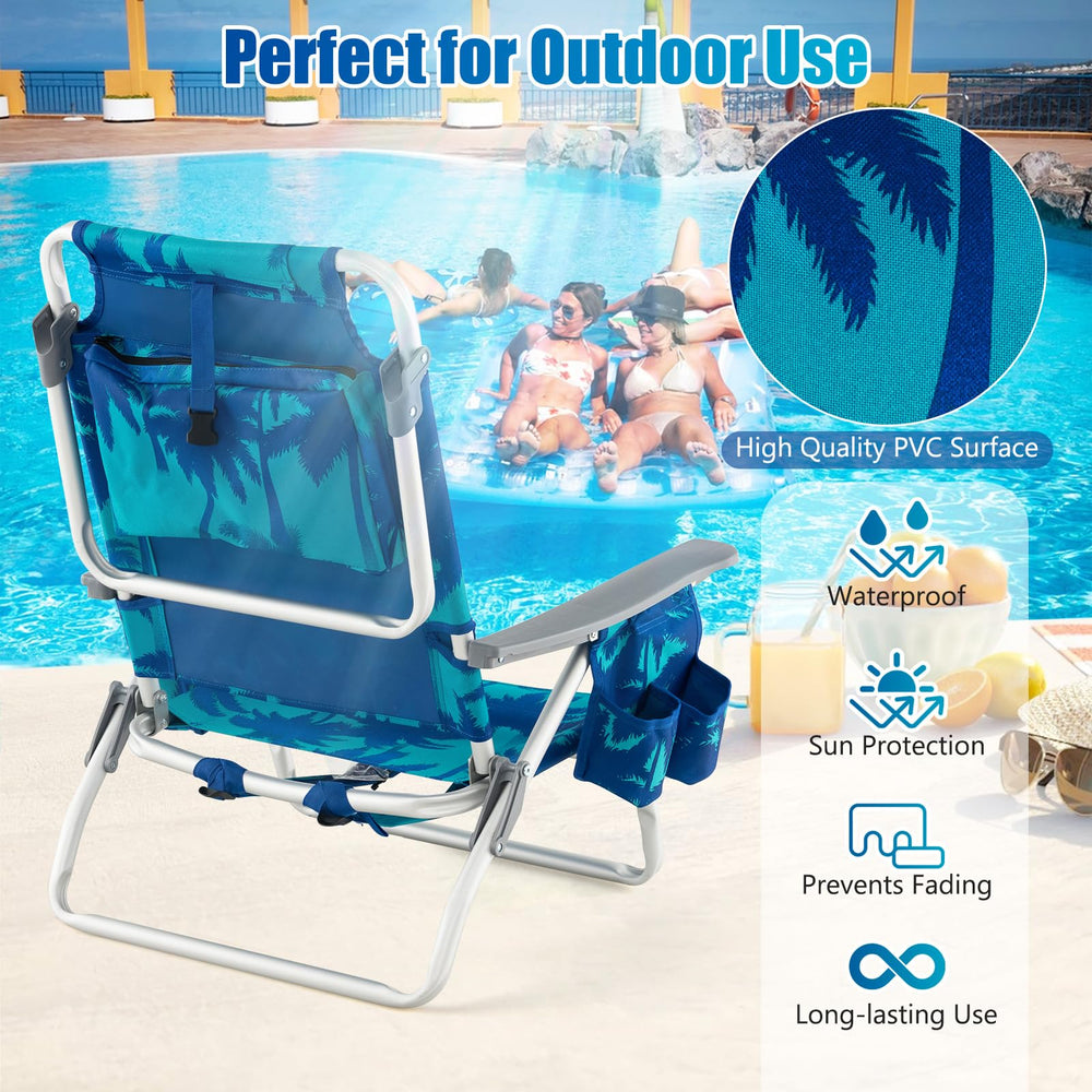 GYMAX beach chair side pockets for small items and gear