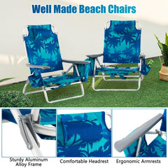 GYMAX beach chair with towel bar for quick access to towels