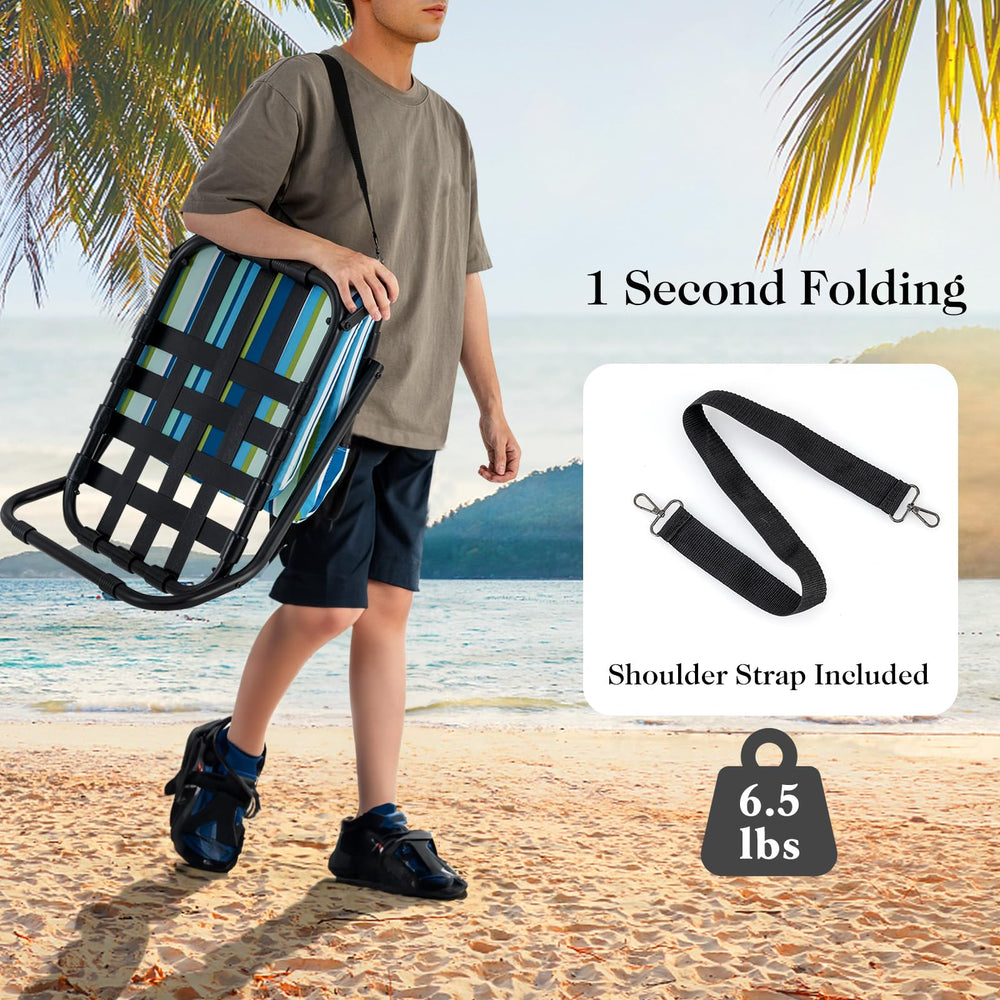 GYMAX Beach Chair triangle structure provides stable, reliable balance.