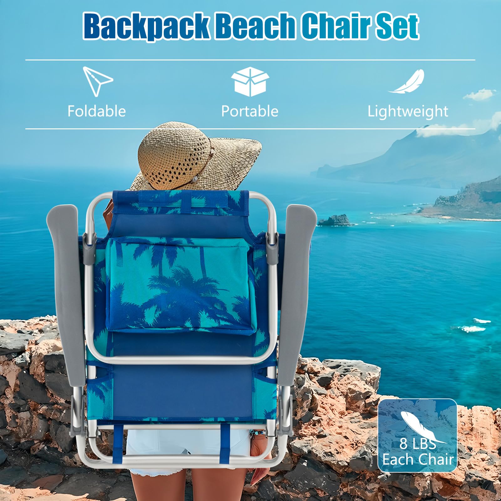 GYMAX beach chair weighs 8 lbs for easy carry and setup
