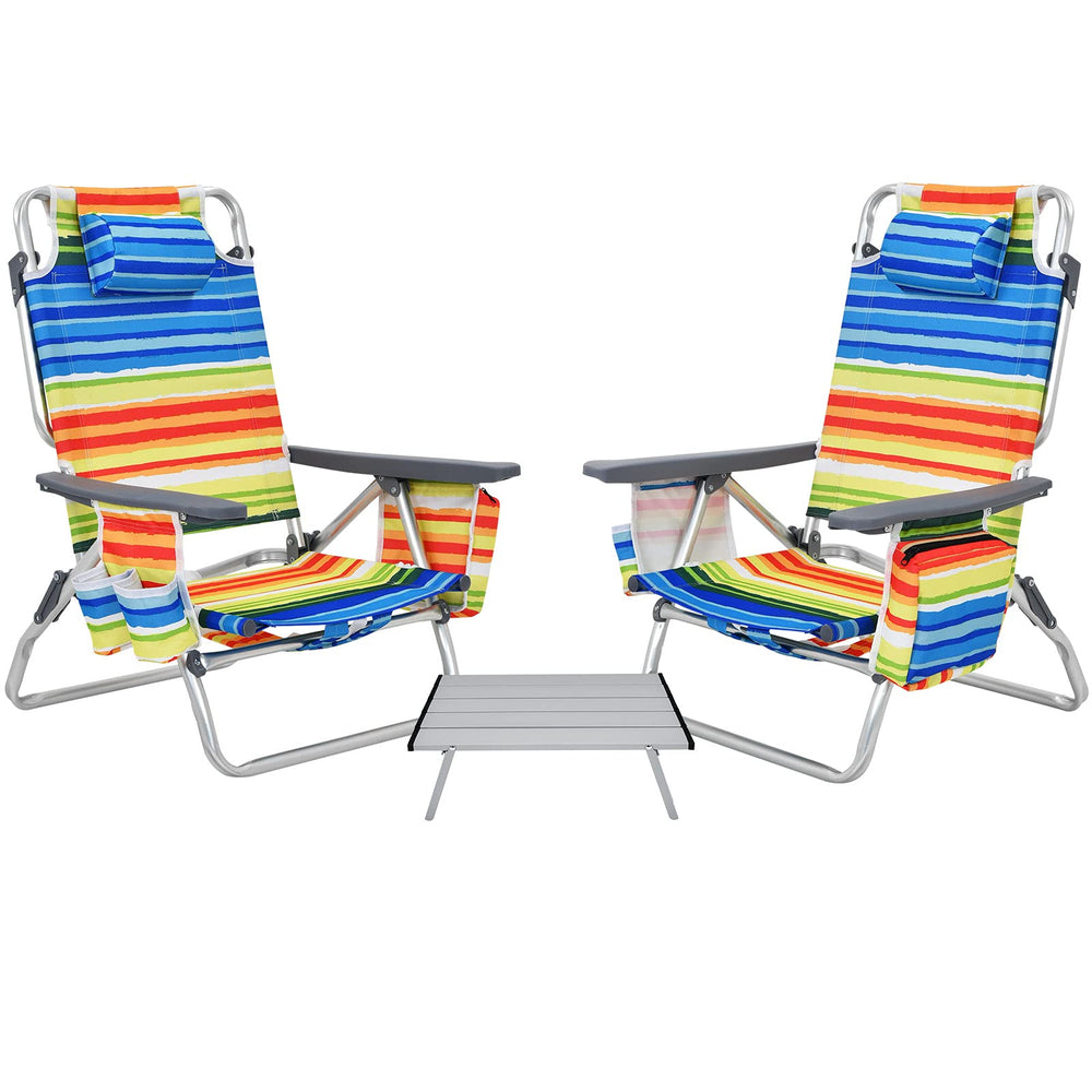 GYMAX beach chair with yellow stripe, foldable design for effortless portability and sun-ready seating.