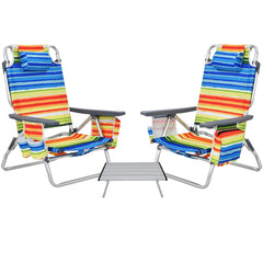 GYMAX beach chair with yellow stripe, foldable design for effortless portability and sun-ready seating.