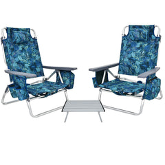 GYMAX Beach Chairs 2-Pack with table for easy outdoor seating and meals.
