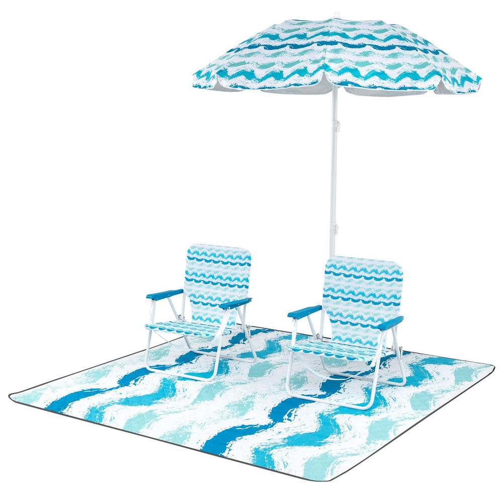 GYMAX beach umbrella tilted 30 degrees for flexible shade.