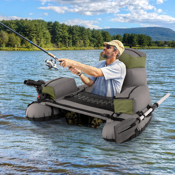 GYMAX belly boat rod holder adjustable for hands-free casting on calm lakes