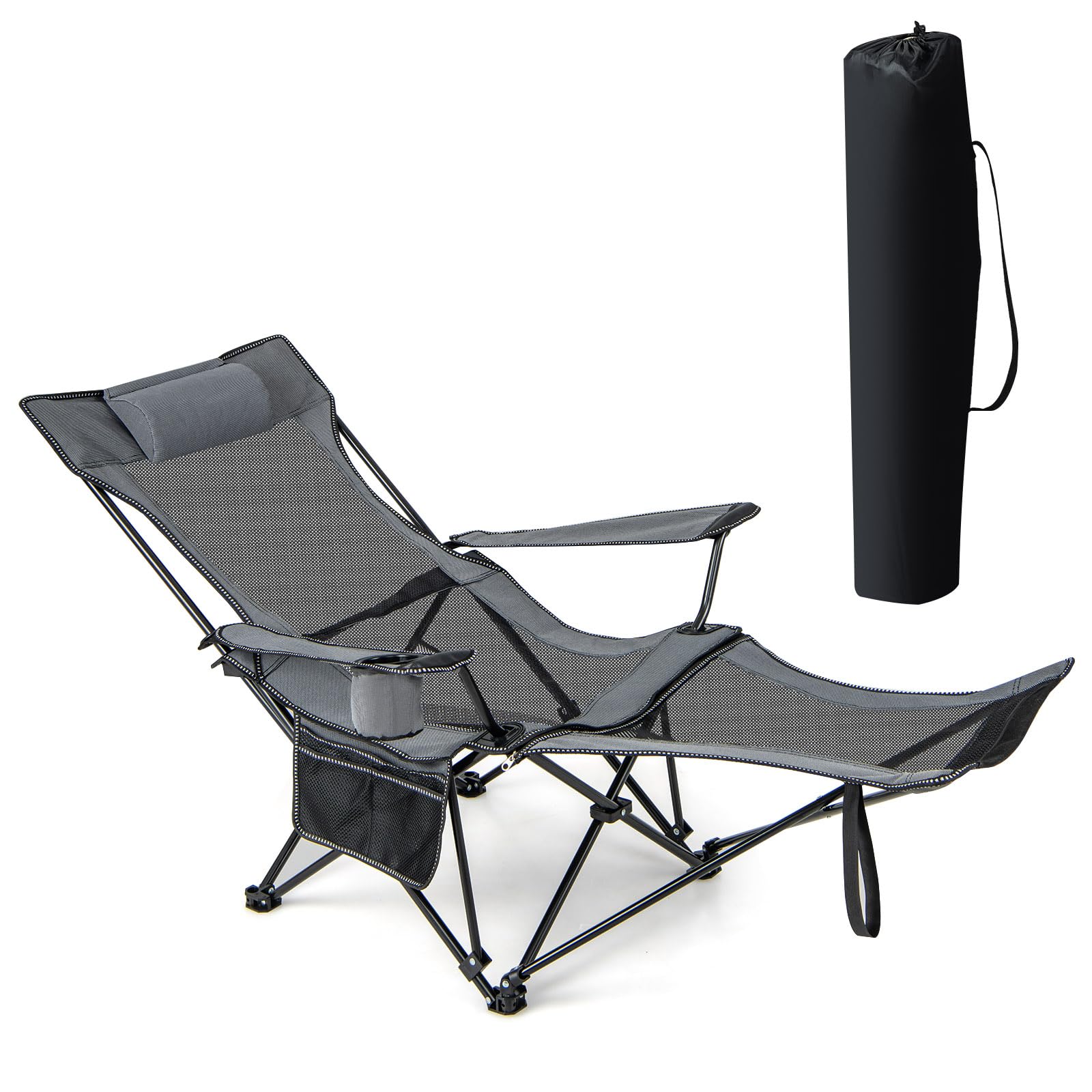 GYMAX camping chair with adjustable backrest for customizable outdoor comfort.