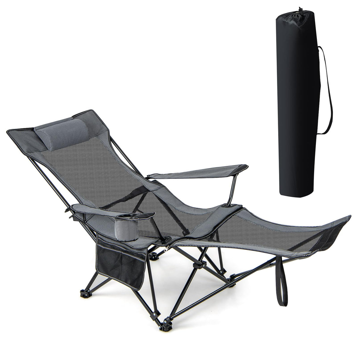 GYMAX camping chair with adjustable backrest for customizable outdoor comfort.