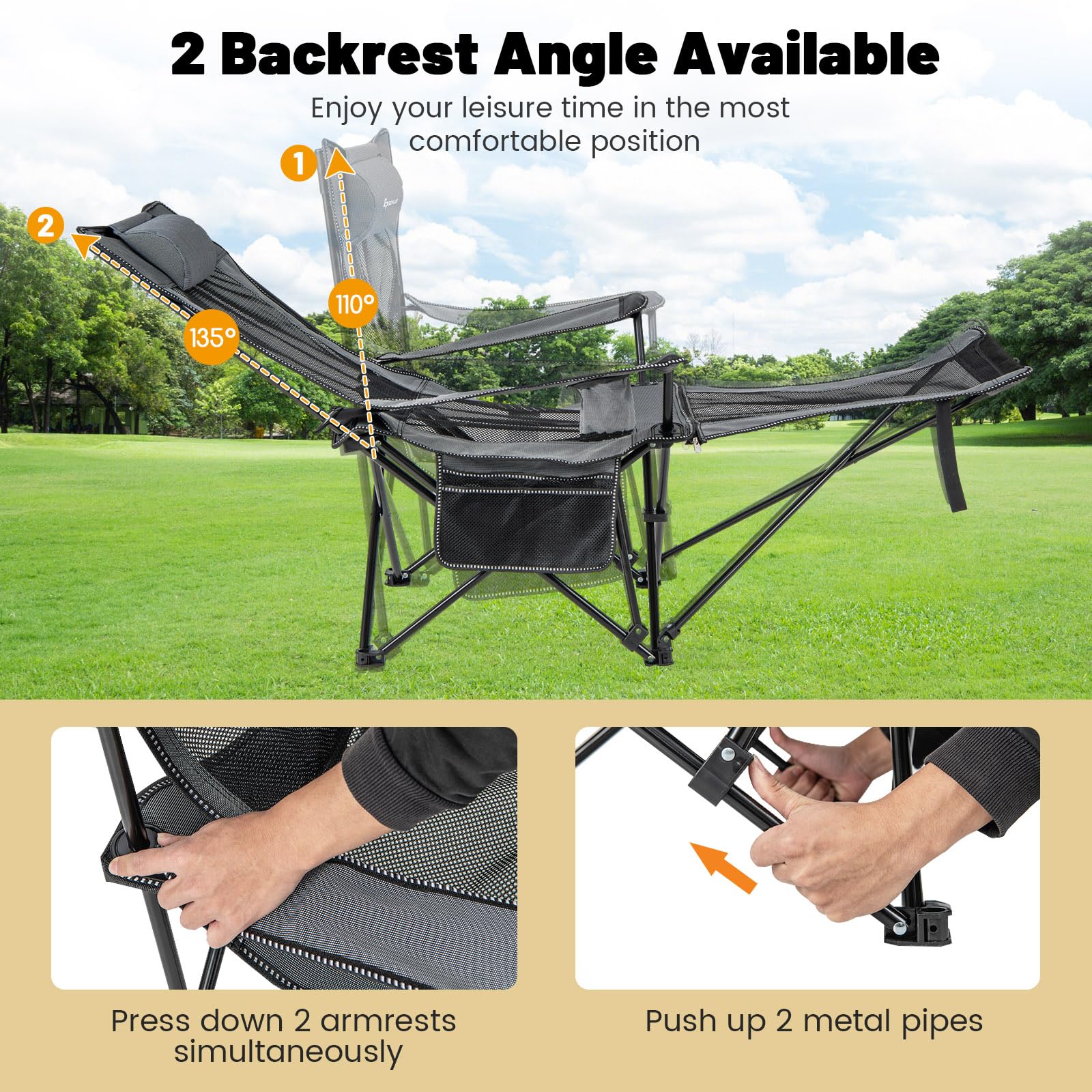 GYMAX chair features cup holder and side pocket for easy access to essentials.