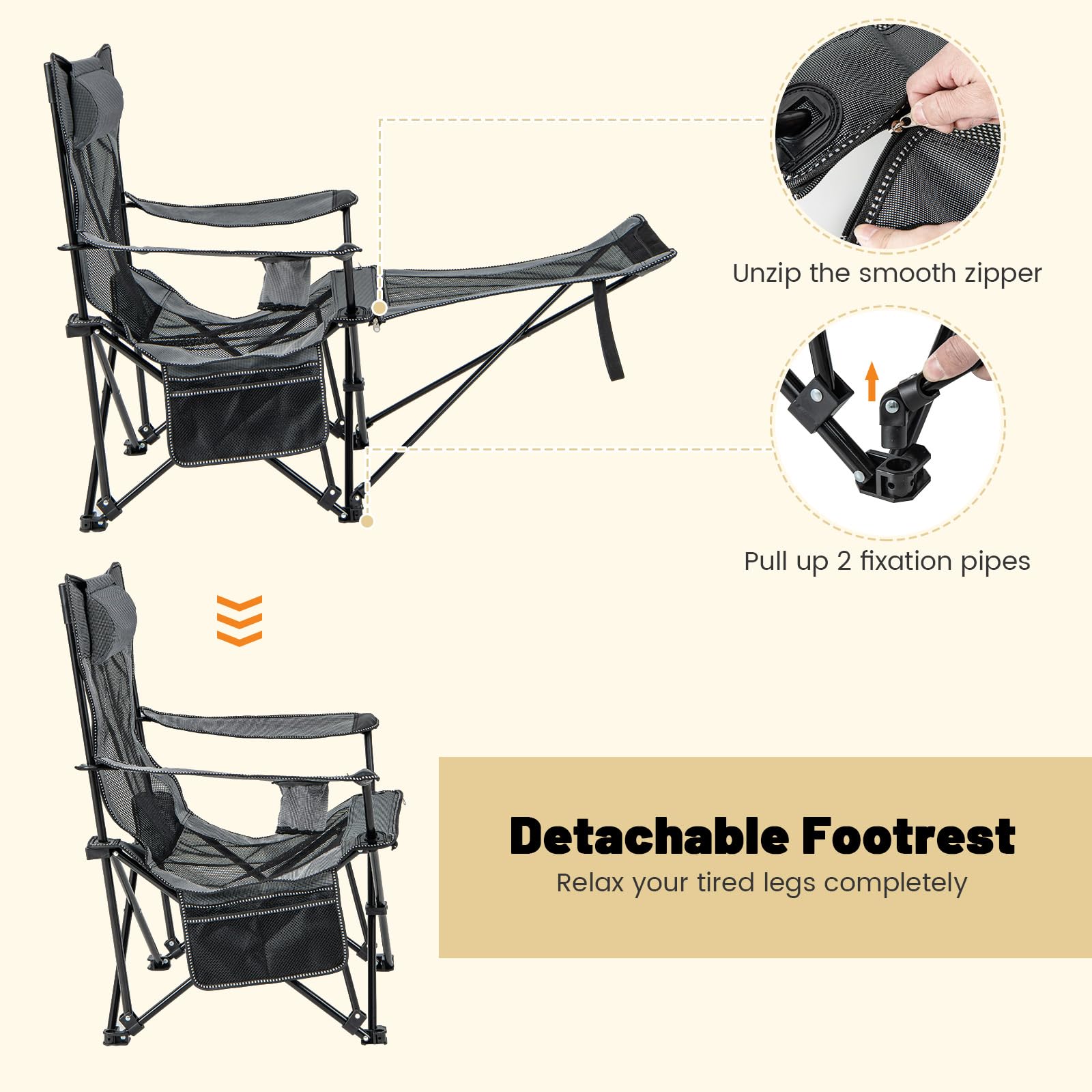 GYMAX folding design makes transport effortless for camping, picnics, and patios.