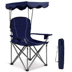 GYMAX camping chair with canopy offers cool shade for outdoor picnics and beach days