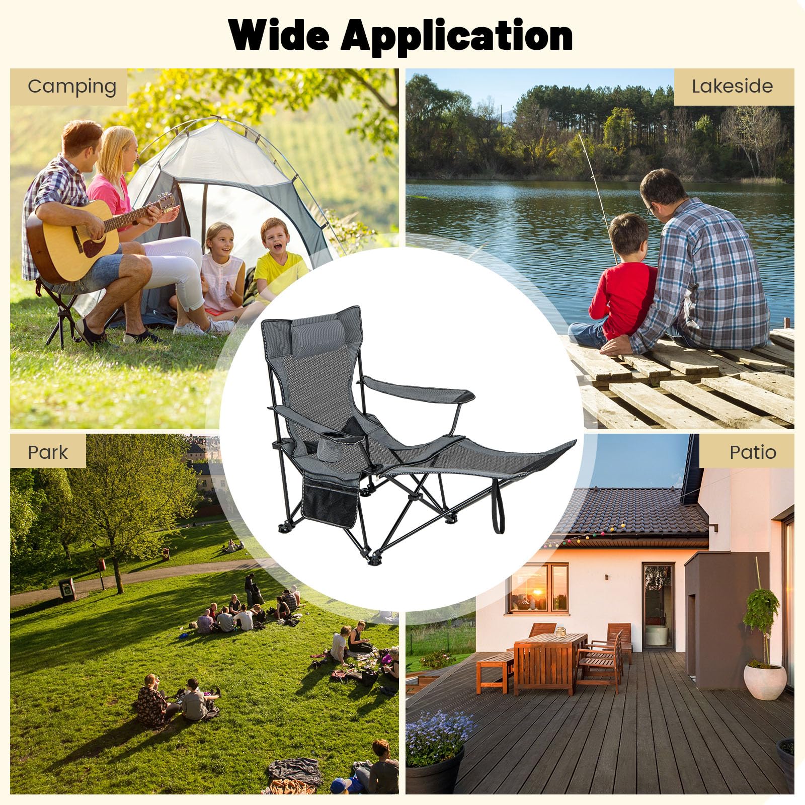 GYMAX chair with stable X-shaped legs improves balance on uneven ground.