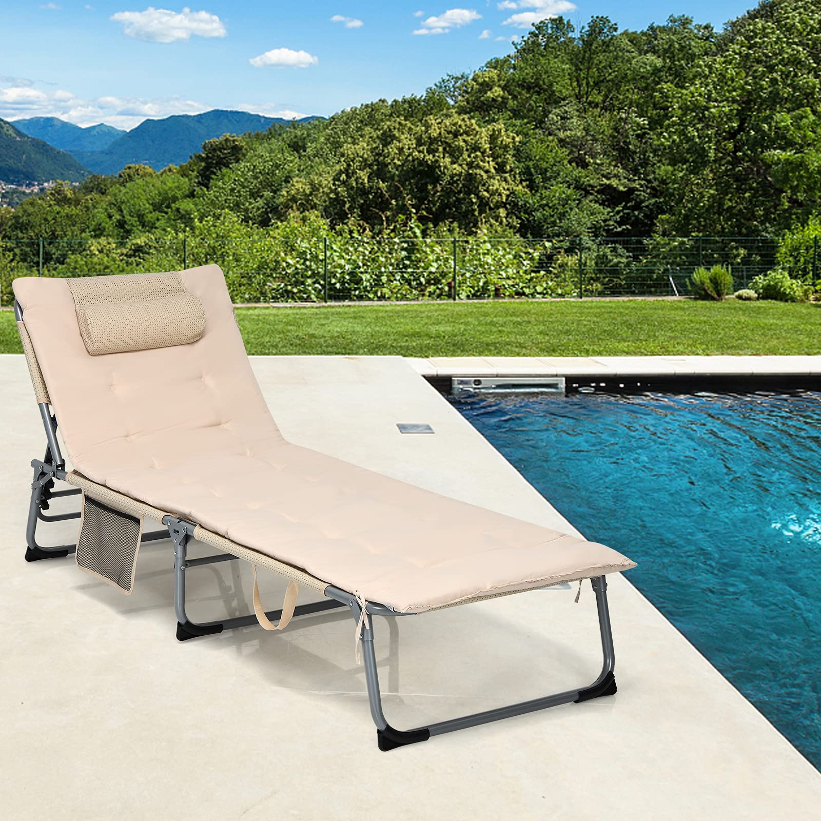 GYMAX 3-in-1 design blends sleeping, lounging, and sunbathing in one unit.