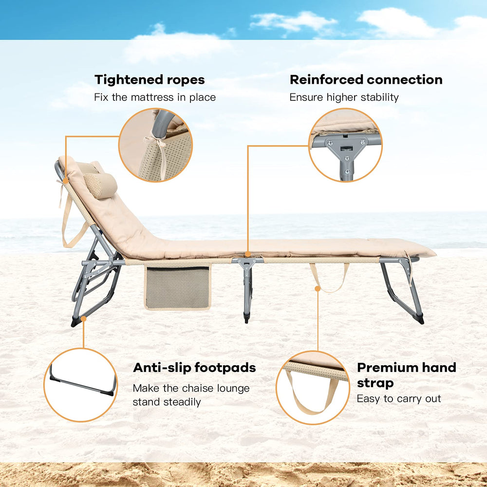 GYMAX Camping Cot in beige provides a neutral, outdoor-ready look.