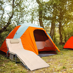 GYMAX Camping Cot with removable mattress for softer camping comfort.