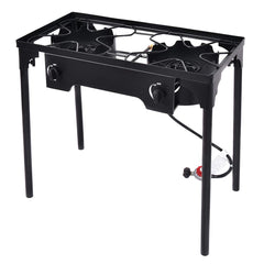 GYMAX camping stove with dual burners for efficient outdoor cooking.