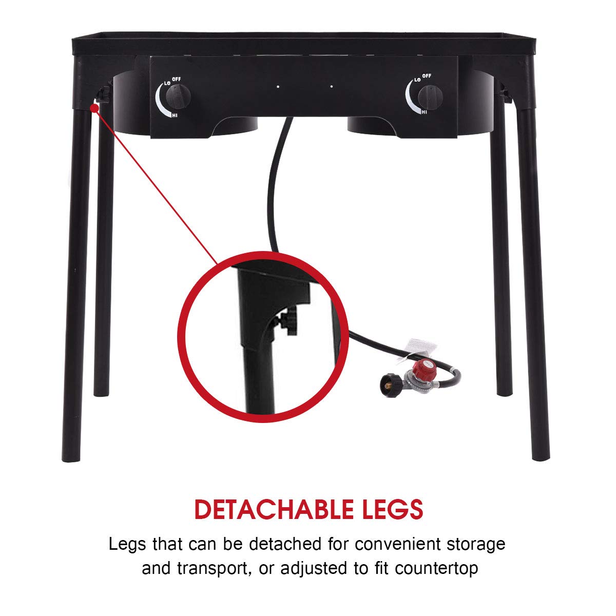 GYMAX camping stove shown in table-top configuration for easy setup.