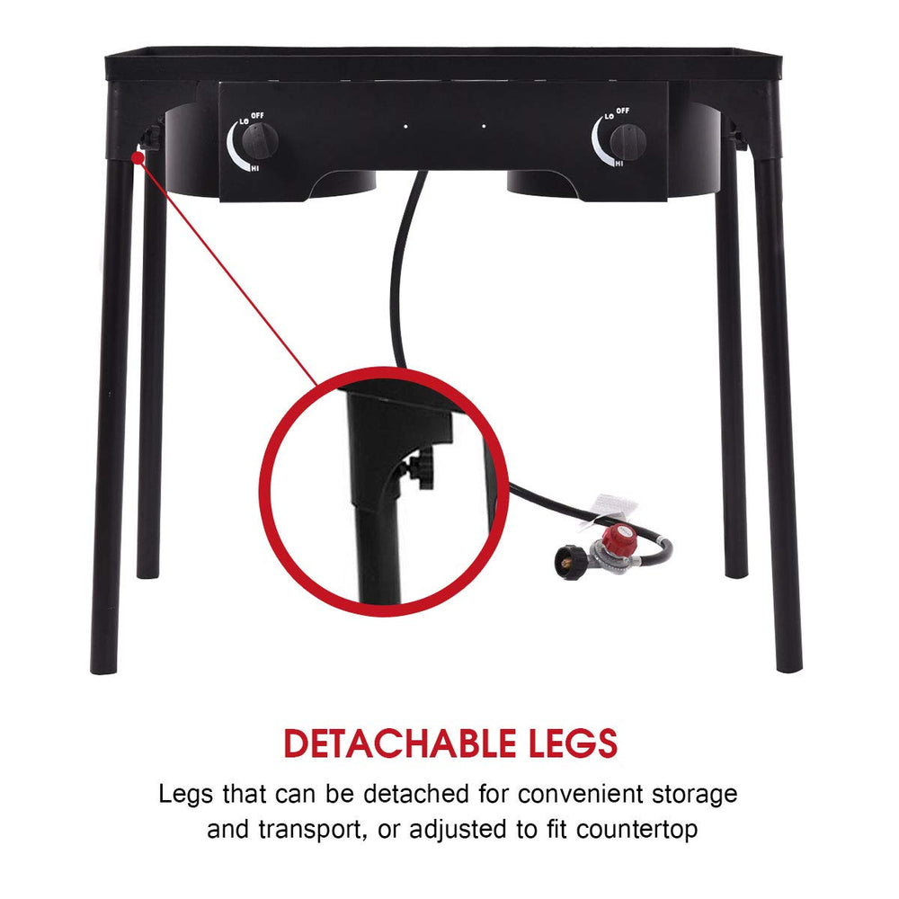 GYMAX camping stove shown in table-top configuration for easy setup.