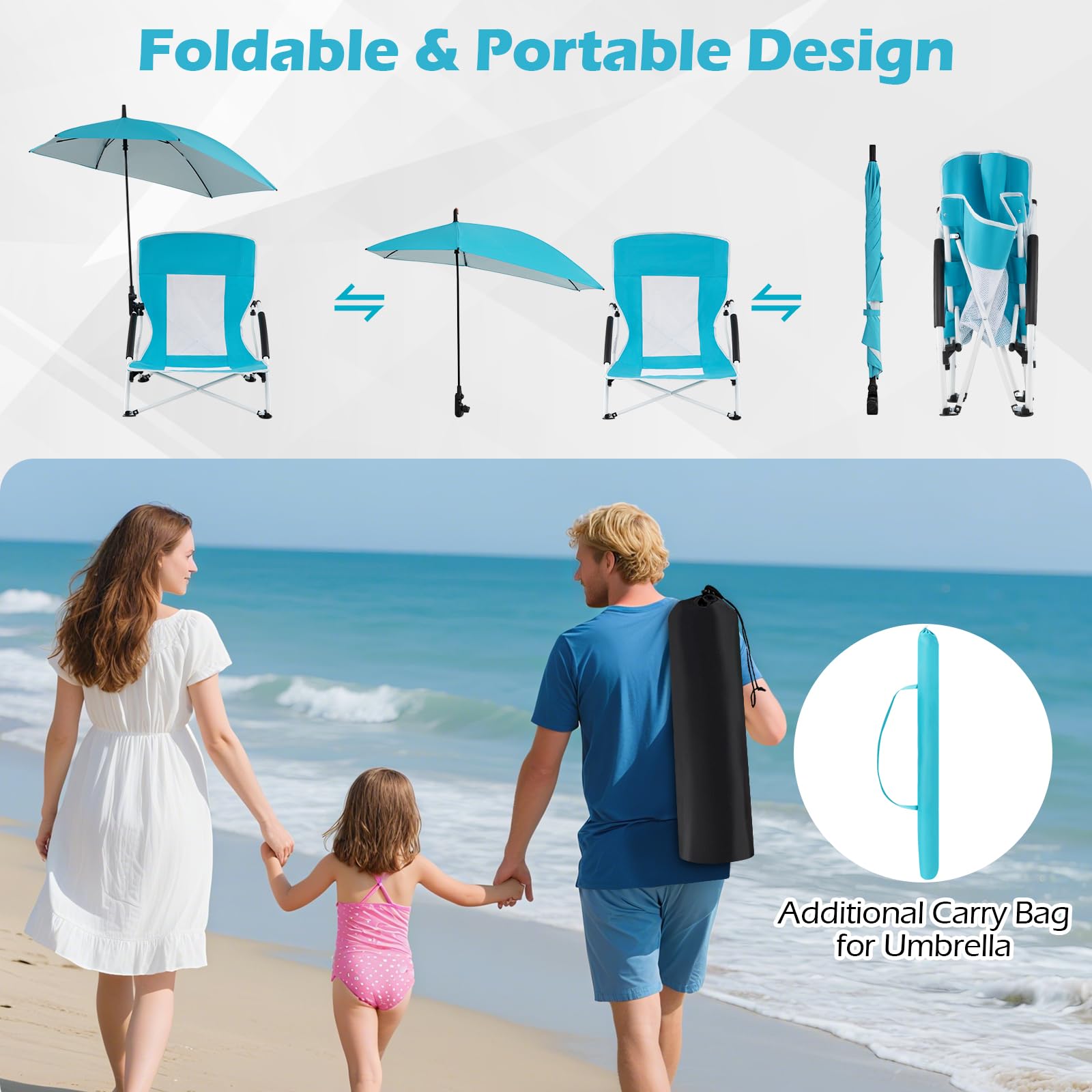GYMAX anti-slip pads keep the chair steady on grass or pavement.
