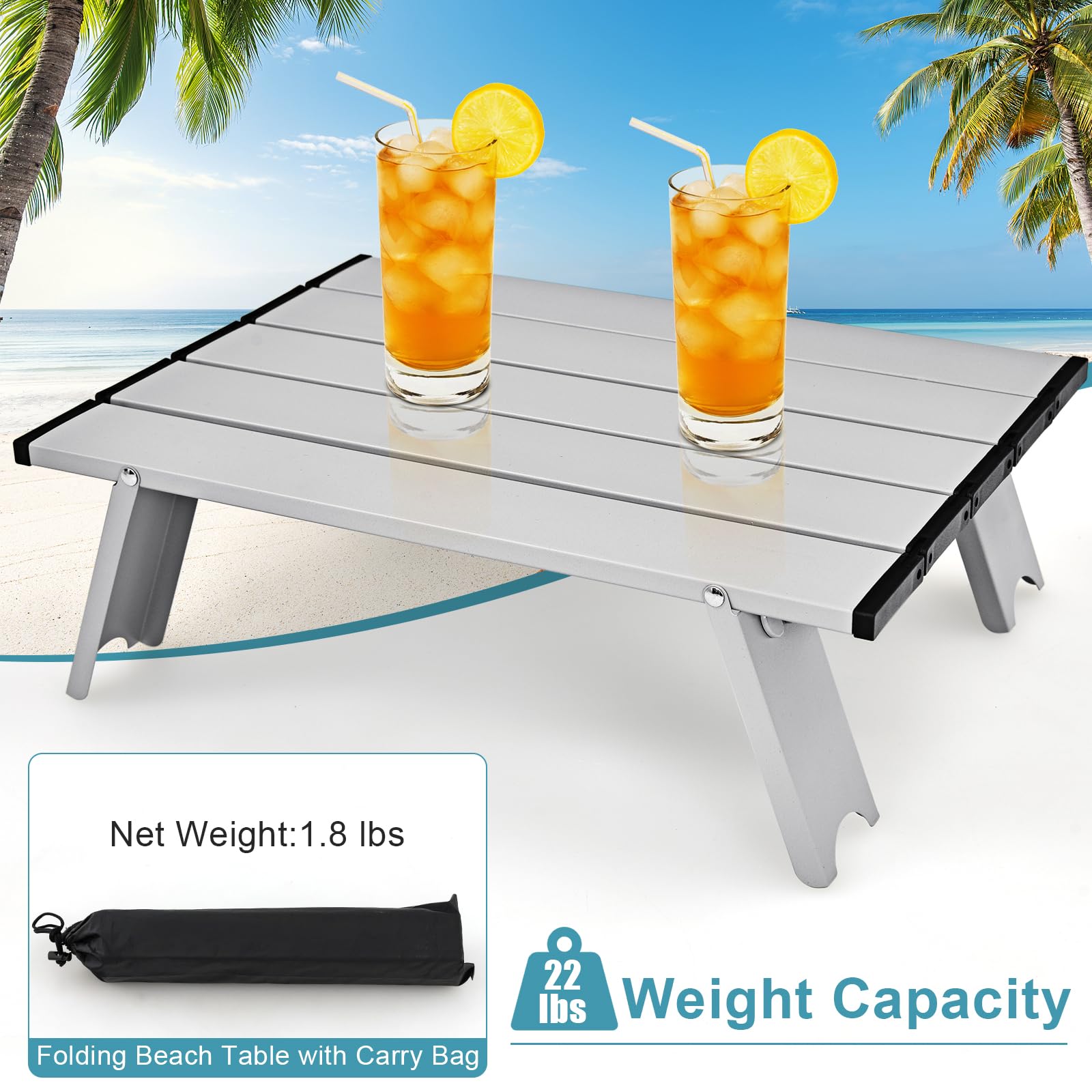 GYMAX beach chair integrated cooler bag keeps drinks cold.