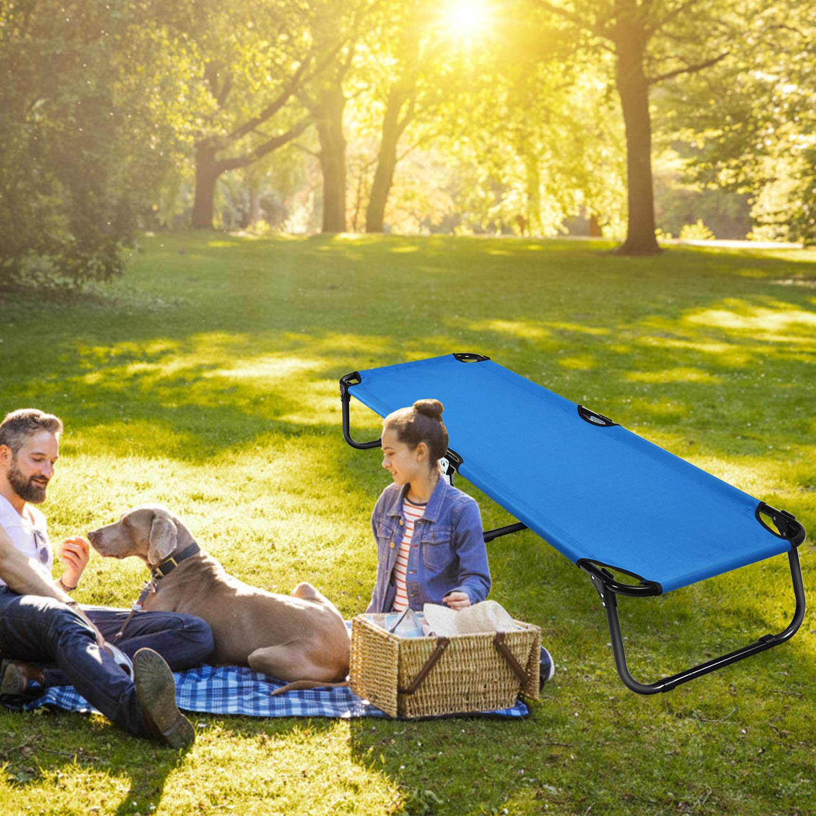 GYMAX cot suitable for patio, office, or travel rests.