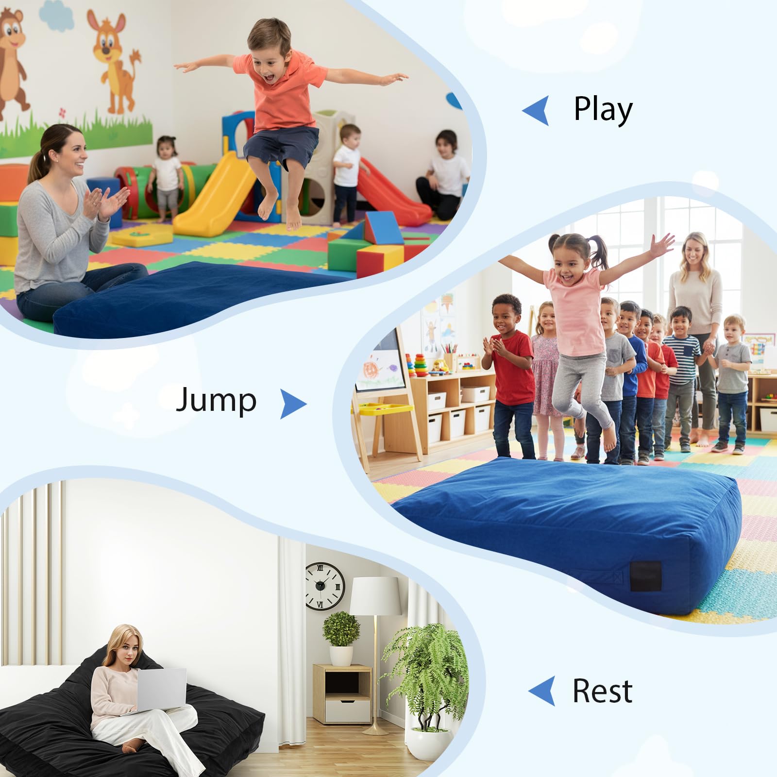 GYMAX landing mat doubles as a calming space for reading or quiet activities