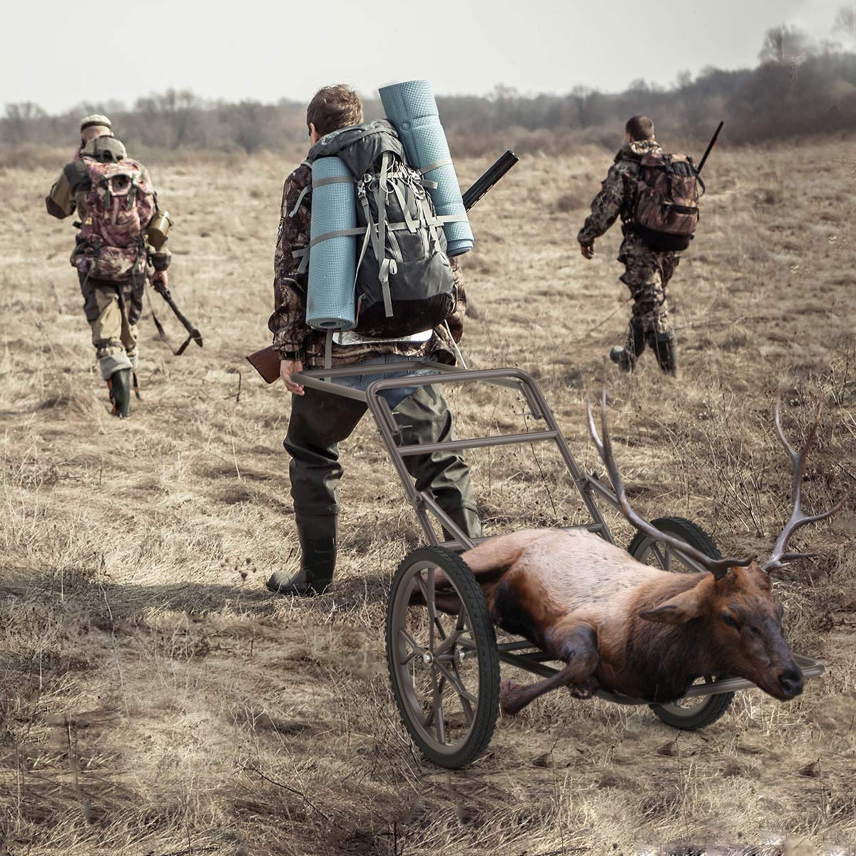 GYMAX Deer Cart folded-compact-design ready for storage and transport.