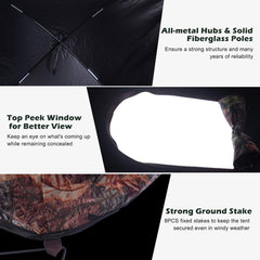 GYMAX deer and turkey hunting tent in camouflage blends with surroundings