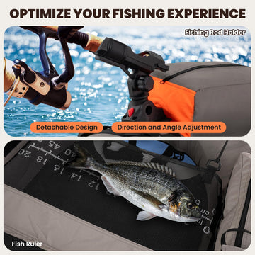GYMAX detachable rod holder and built-in fish ruler for on-the-spot measurements.