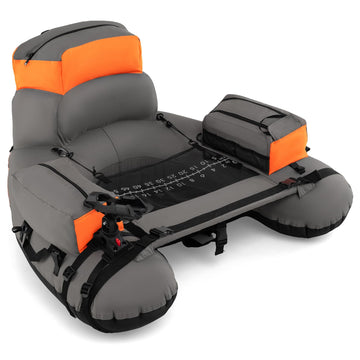 GYMAX fishing float tube on water with 350 lbs capacity for solo anglers.