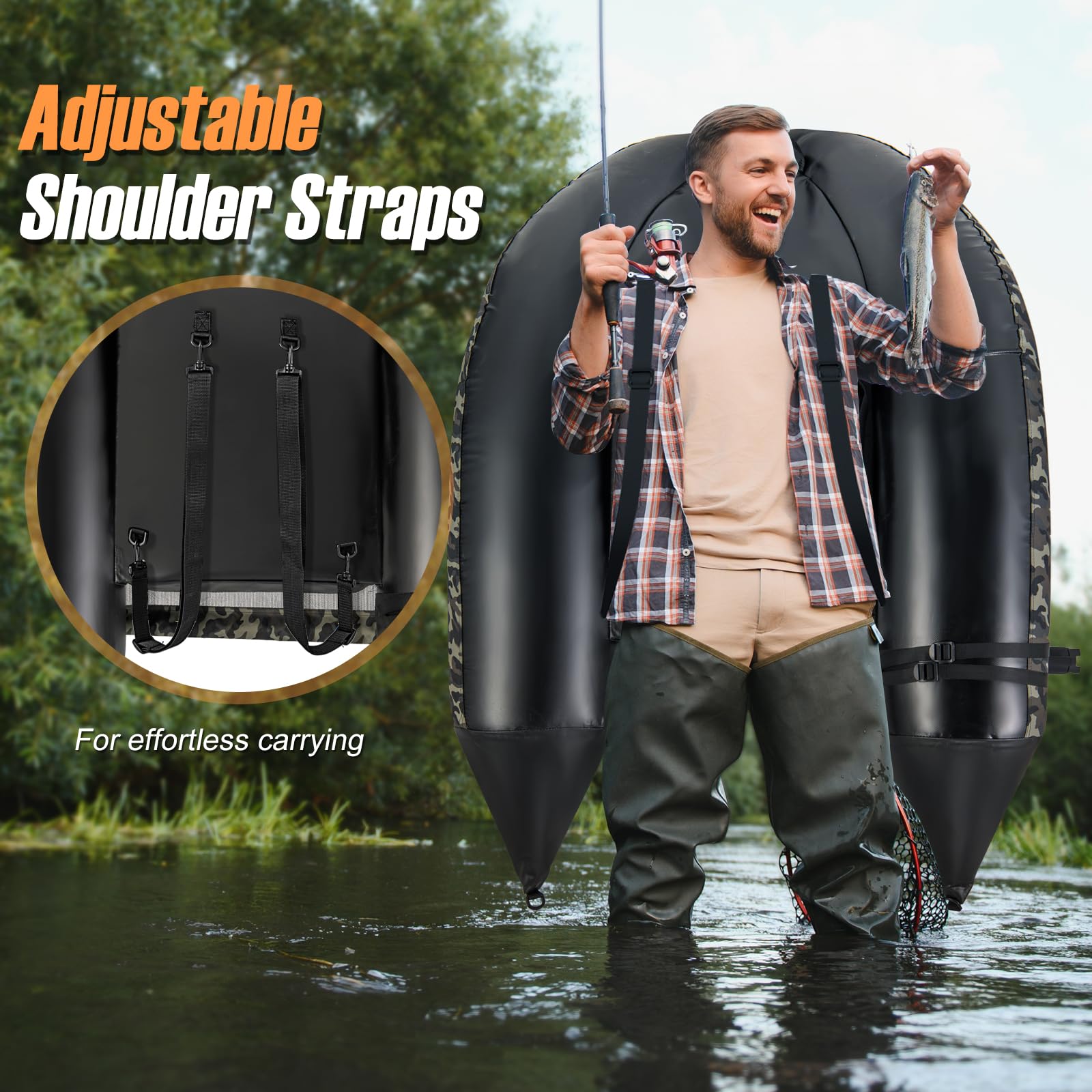 GYMAX float tube fish ruler assists quick catch measurements
