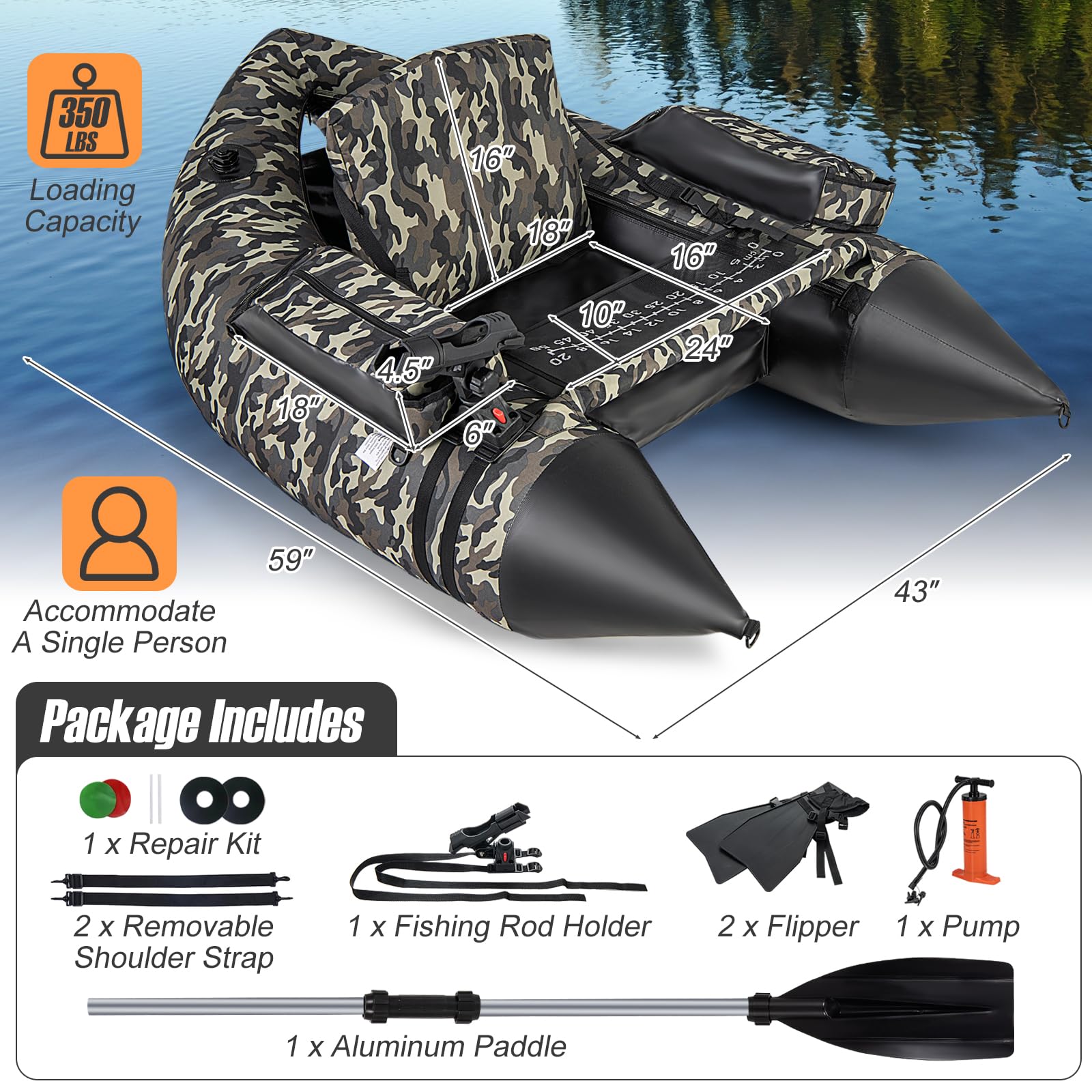 GYMAX float tube rod holder keeps fishing rod secure during casting