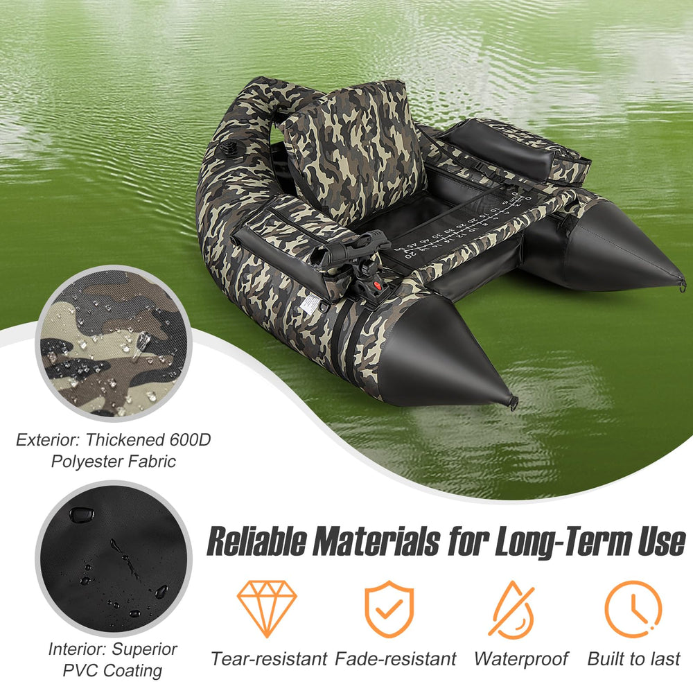 GYMAX float tube adjustable shoulder straps for easy carrying between fishing spots