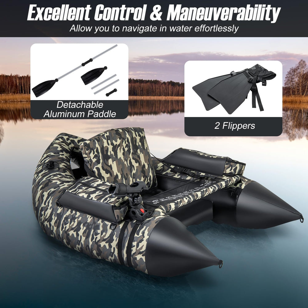 GYMAX float tube storage bags and rear net keep gear organized