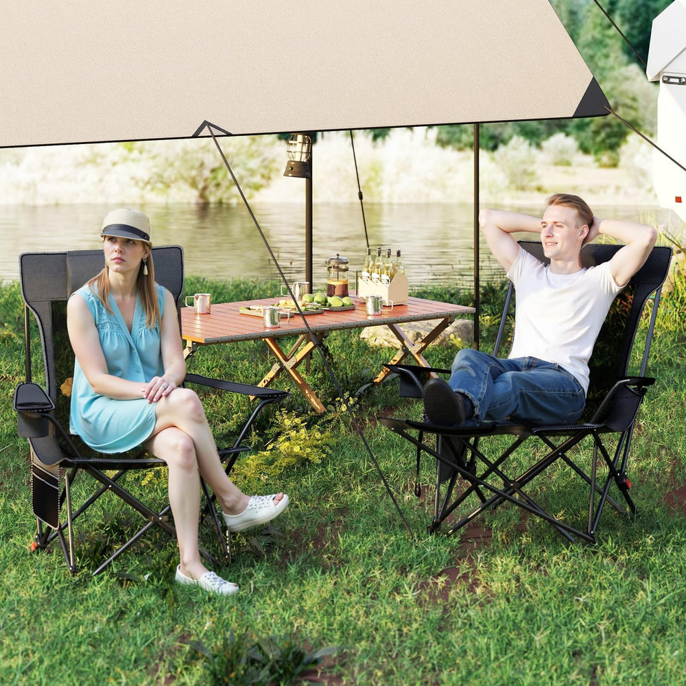 GYMAX foldable camping chair with cup holder for beverages outdoors