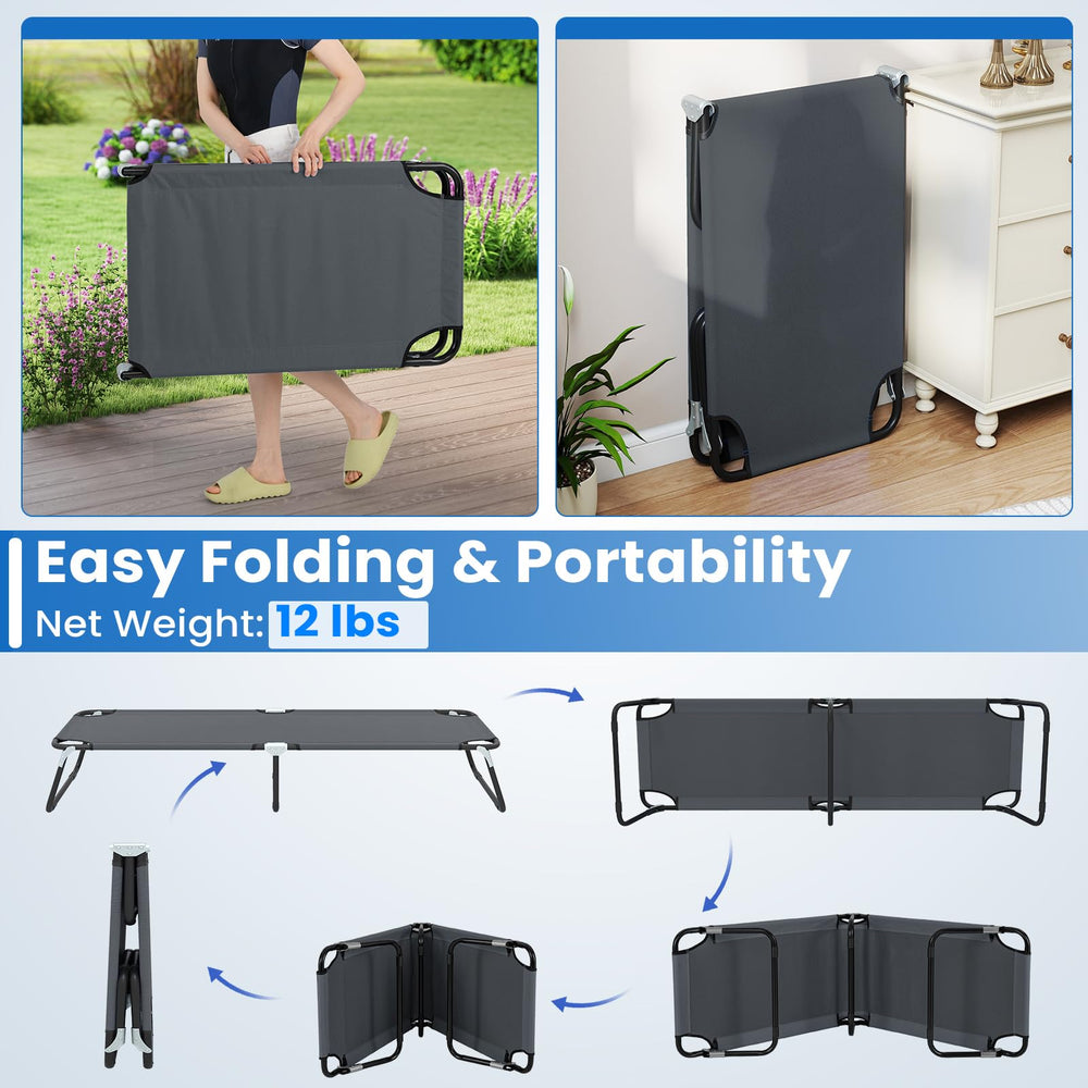 GYMAX cot features anti-slip pads to prevent movement on slick surfaces